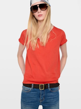 Henley T-shirt - Short-sleeved henley t-shirt with fishnet detail.