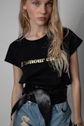 T-Shirt Woop L'Amour Etc - T-shirt print Love etc en coton blanc Femme. Fait avec des fibres issues de l’agriculture biologique