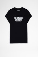 Camiseta Zoe Photoprint - Camiseta negra de mujer de algodón con estampado Cactus. Confeccionado con fibras procedentes de la agricultura ecológica.