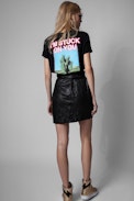 Camiseta Zoe Photoprint - Camiseta negra de mujer de algodón con estampado Cactus. Confeccionado con fibras procedentes de la agricultura ecológica.
