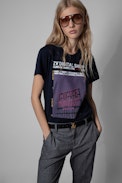 T-Shirt Zoe Photoprint - T-shirt en coton bleu marine print Love Yourself Femme. Fait avec des fibres issues de l’agriculture biologique
