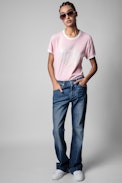 T-Shirt Zoe Studio 25 Strass - T-shirt en coton rose imprimé studio 25 recouvert de cristaux Femme