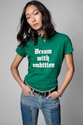 Camiseta Zoe - Camiseta de mujer de algodón verde Dream with ambition. Confeccionado con fibras procedentes de la agricultura ecológica.