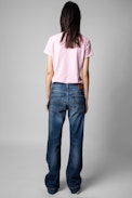 Zoe ZV New Blason T-shirt - Women's light pink cotton T-shirt with ZV print
