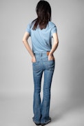 Walk Women can do anything T-shirt - Women's blue cotton T-shirt with 'Women can do anything' slogan
