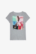 Band of Sisters Henley T-shirt - Women’s grey marl cotton T-shirt with Henley collar and Band of Sisters print