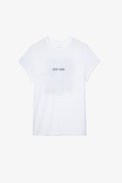 T-Shirt Zoe Photoprint - Damen-T-Shirt aus weißer Baumwolle „Enjoy today“