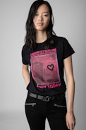 Zoe Photoprint T-shirt - Women's black cotton T-shirt with photoprint