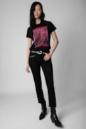 Zoe Photoprint T-shirt - Women's black cotton T-shirt with photoprint