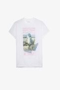 Camiseta Tom Compo Cheval - Camiseta de algodón blanco con impresión fotográfica de caballo para mujer