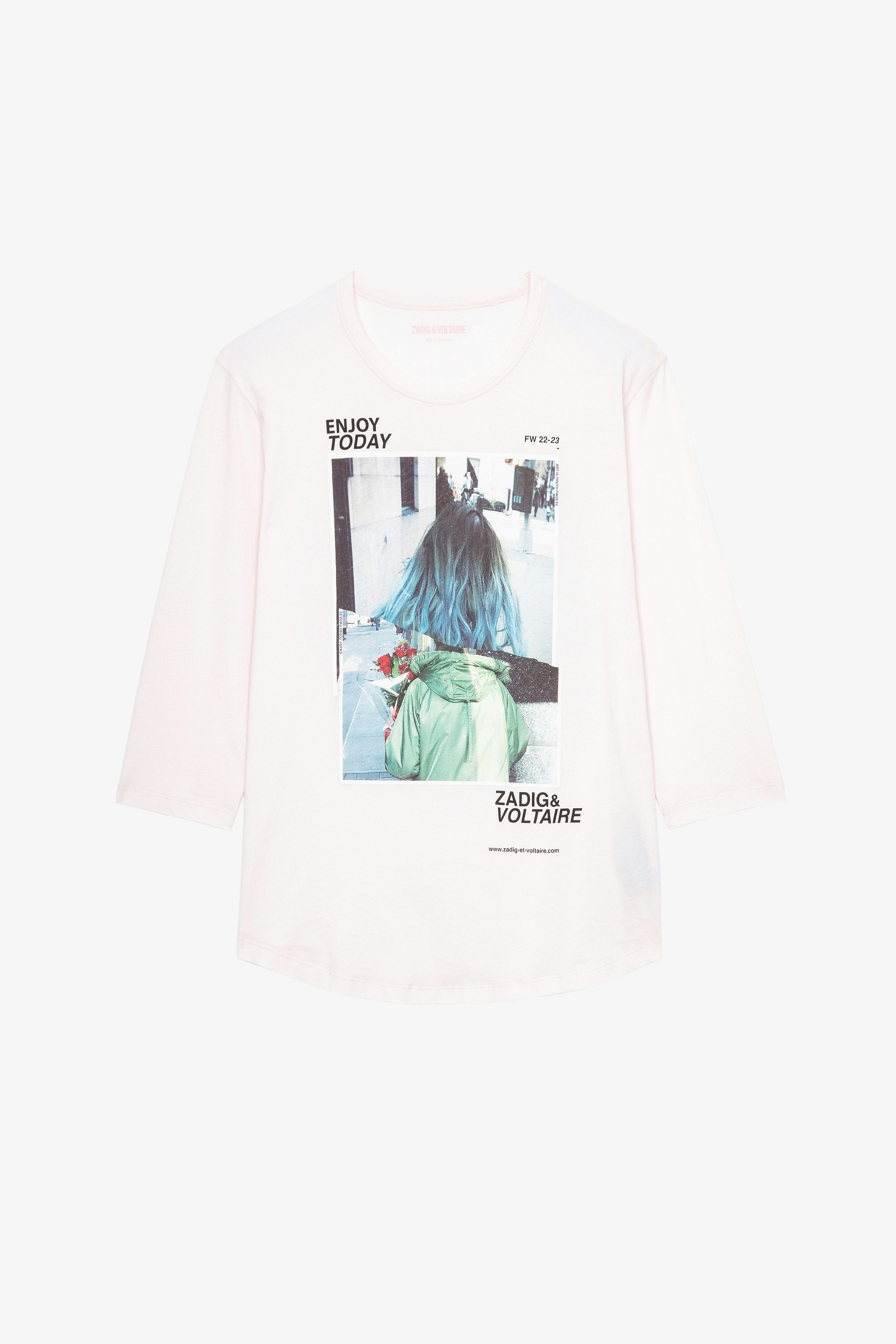 Polly フォトプリント Ｔシャツ Women's pink cotton T-shirt with photoprint