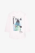 Camiseta Polly Photoprint - Camiseta de algodón rosa con impresión fotográfica para mujer