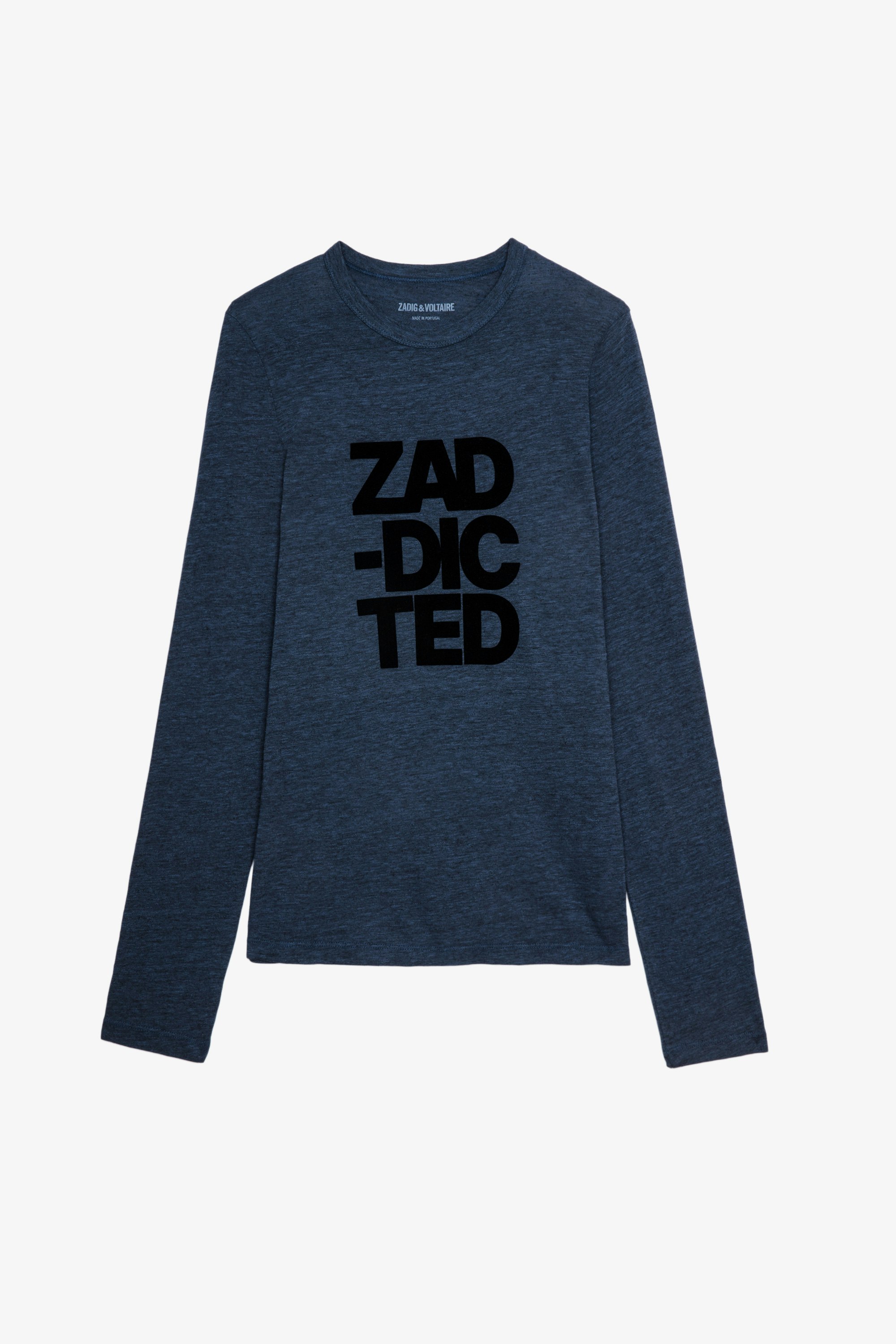 T-Shirt Willy Zaddicted Blaues T-Shirt mit Aufschrift Zaddicted
