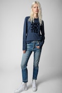 Willy Zaddicted T-shirt - Women’s blue T-shirt with zaddicted appliqué