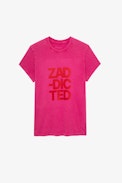 Camiseta Zoe Zaddicted - Camiseta de algodón rosa para mujer con el mensaje «Zaddicted»
