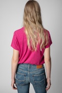 Camiseta Zoe Zaddicted - Camiseta de algodón rosa para mujer con el mensaje «Zaddicted»