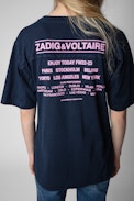 Bow Photoprint Diamanté T-Shirt - Women’s navy blue cotton T-shirt with photoprint and diamanté
