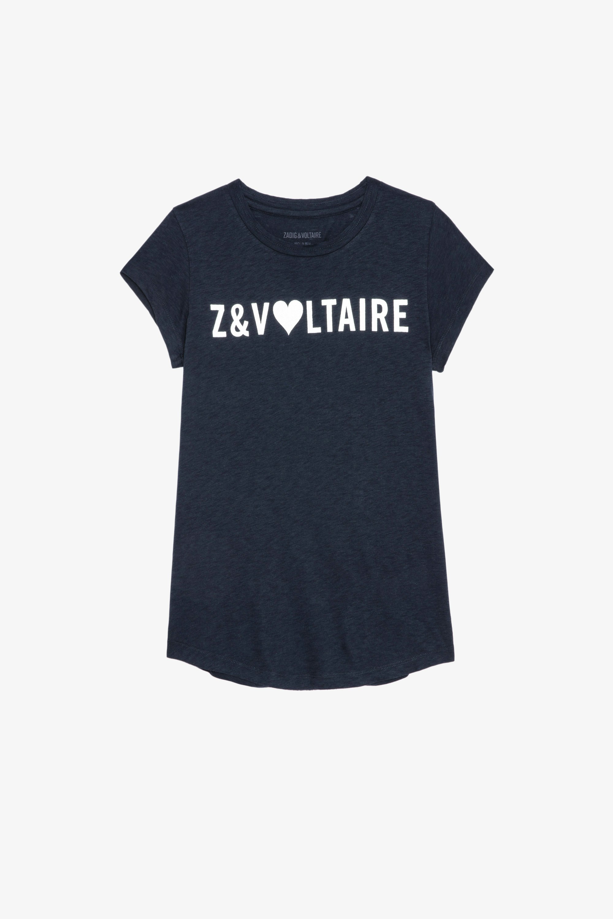 Skinny Z&Voltaire T-shirt - Women's navy blue short sleeved t-shirt with "Z&V♥LTAIRE" print on front.