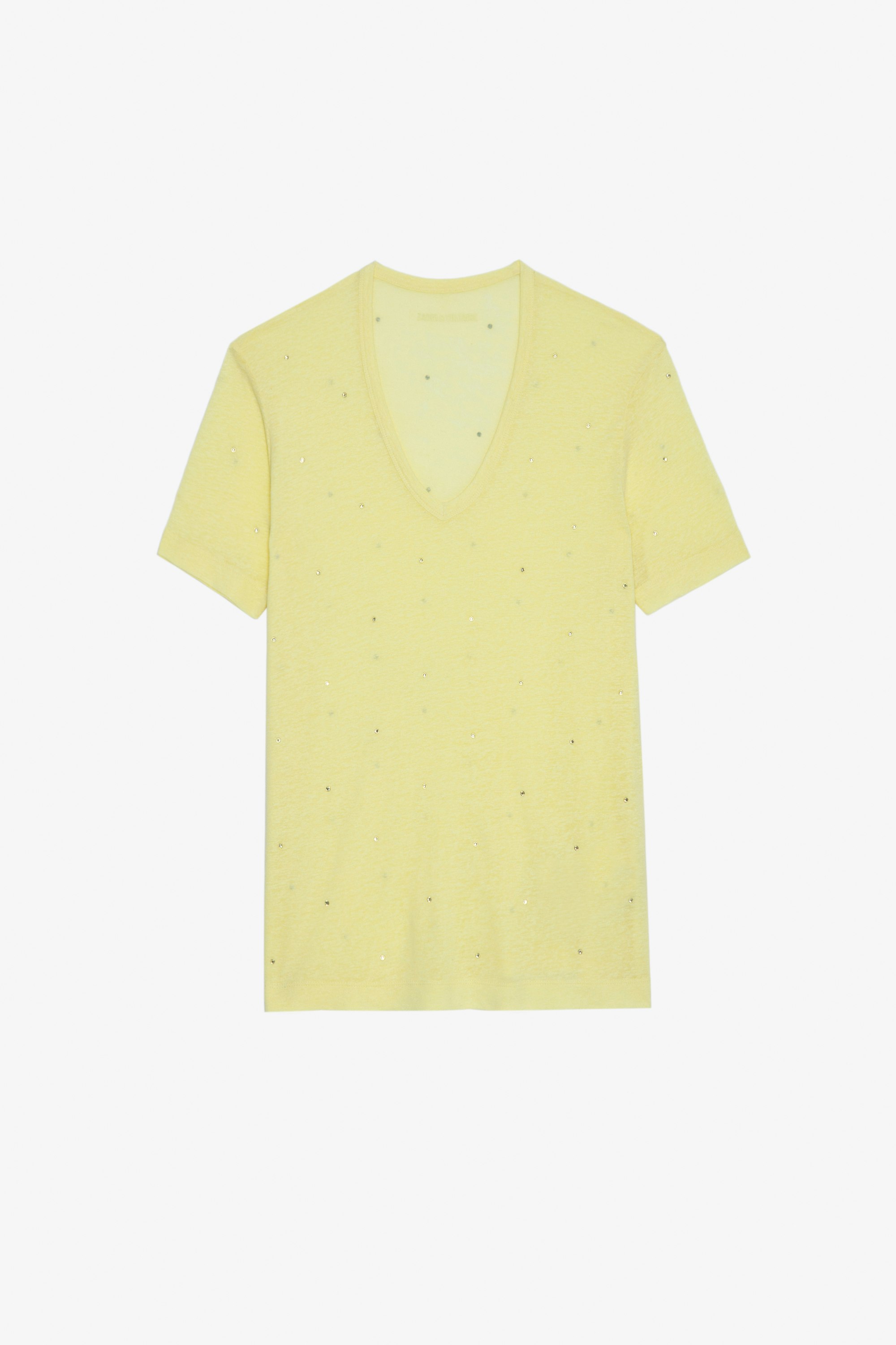 Wassa T-Shirt Women's yellow rhinestone-studded T-shirt