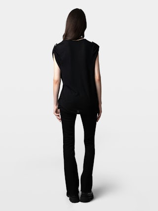 Donate T-shirt - T-shirt with star jewelled buttons.