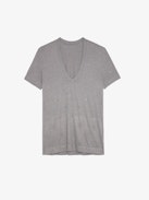 T-shirt Wassa - Women’s grey T-shirt with diamanté.