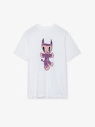 Edwin Devil Diamanté T-shirt - White cotton round-neck T-shirt with short sleeves, diamanté and customised details designed by Humberto Cruz.