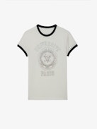 Walk University Diamanté T-shirt - White cotton short-sleeved T-shirt with diamanté-embellished University motif and contrasting trim.