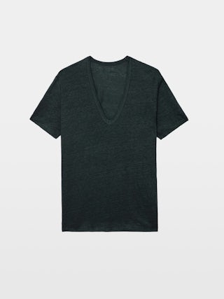 T-shirt Wassa 100% Linen - Short-sleeved V-neck T-shirt.