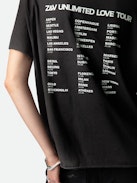 Camiseta Tommer Crush Strass con Strass - Camiseta de algodón en color gris oscuro con cuello redondo, mangas cortas, motivos Crush con strass y Concert.
