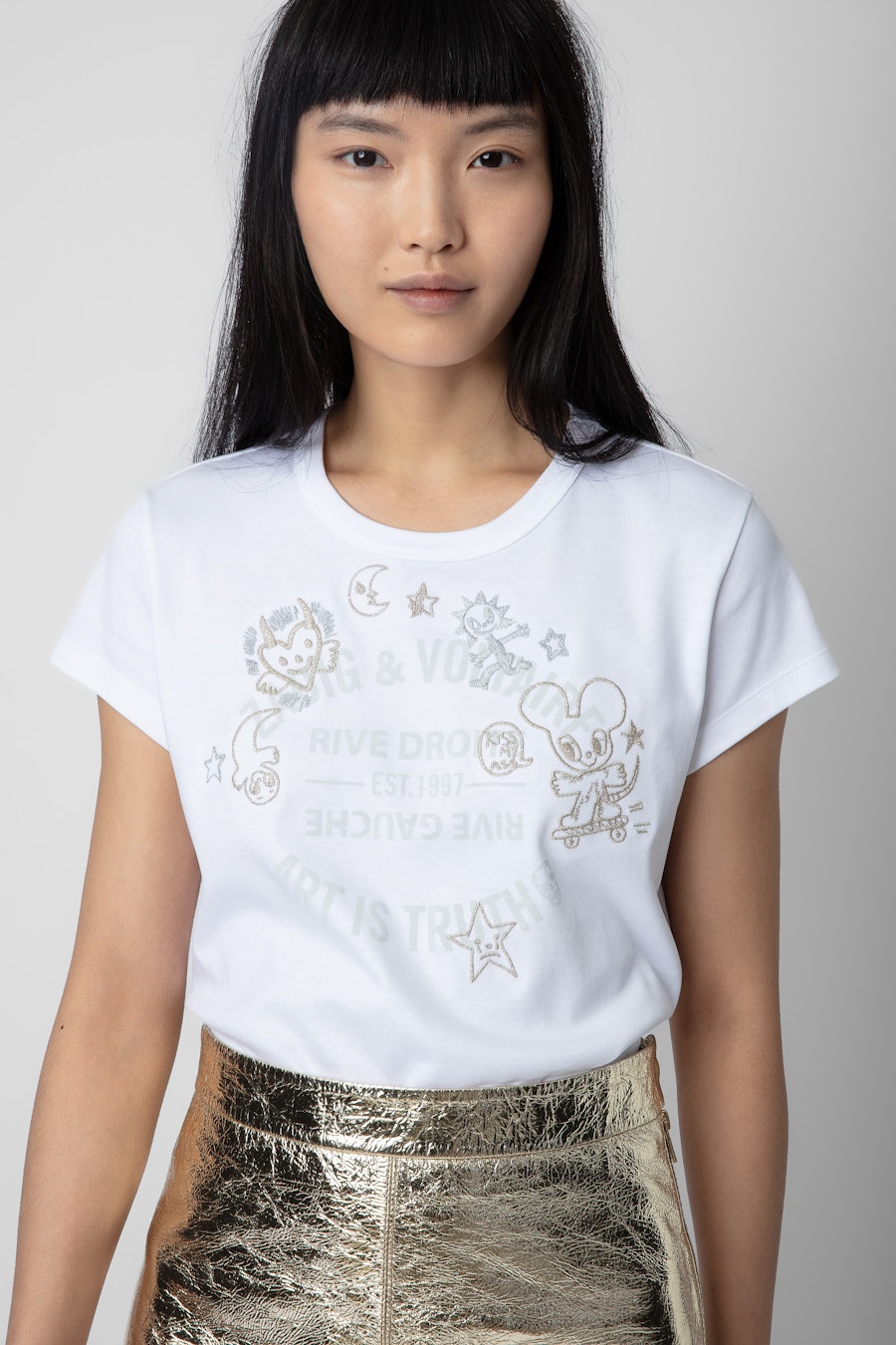 쟈딕 앤 볼테르 ZADIG&amp;VOLTAIRE Woop Insignia T-shirt,White