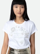 T-shirt Woop Stemma - T-shirt in cotone bianco a girocollo, maniche corte e personalizzazioni create da Humberto Cruz.
