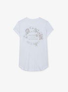 T-shirt Woop Stemma - T-shirt in cotone bianco a girocollo, maniche corte e personalizzazioni create da Humberto Cruz.