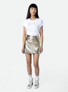 T-shirt Woop Stemma - T-shirt in cotone bianco a girocollo, maniche corte e personalizzazioni create da Humberto Cruz.