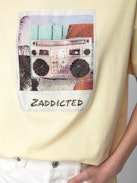 T-shirt Tommer - Light yellow cotton short-sleeved T-shirt with diamanté Ghetto Blaster photoprint.