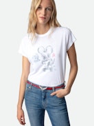 Woop Kiss My Ass T-shirt - Women's white cotton t-shirt with customized details designed by Humberto Cruz.
