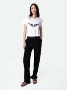 Woop Peace & Love Wings T-shirt - White round-neck T-shirt with short sleeves and “Peace Love” wings motif.