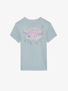 T-shirt Marta Concert Strass - T-shirt grigia a maniche corte con motivi Concert, teschio e ali in strass.