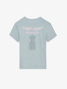 T-shirt Marta Concert Strass - T-shirt grigia a maniche corte con motivi Concert, teschio e ali in strass.