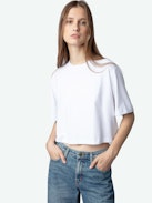 Lennox Cropped Tee - Women's white cropped t-shirt.