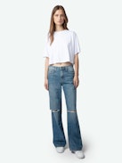 Lennox Cropped Tee - Women's white cropped t-shirt.