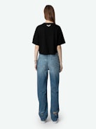 Lennox Cropped Tee - Women's faded black cropped t-shirt.