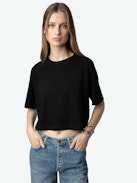 Lennox Cropped Tee - Women's faded black cropped t-shirt.