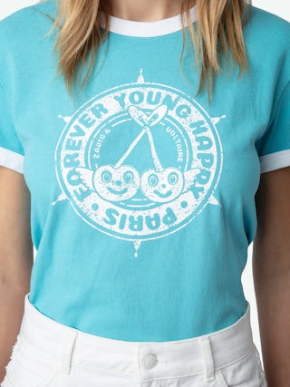 T-shirt Walk - T-shirt à manches courtes avec imprimés blason et cerises.