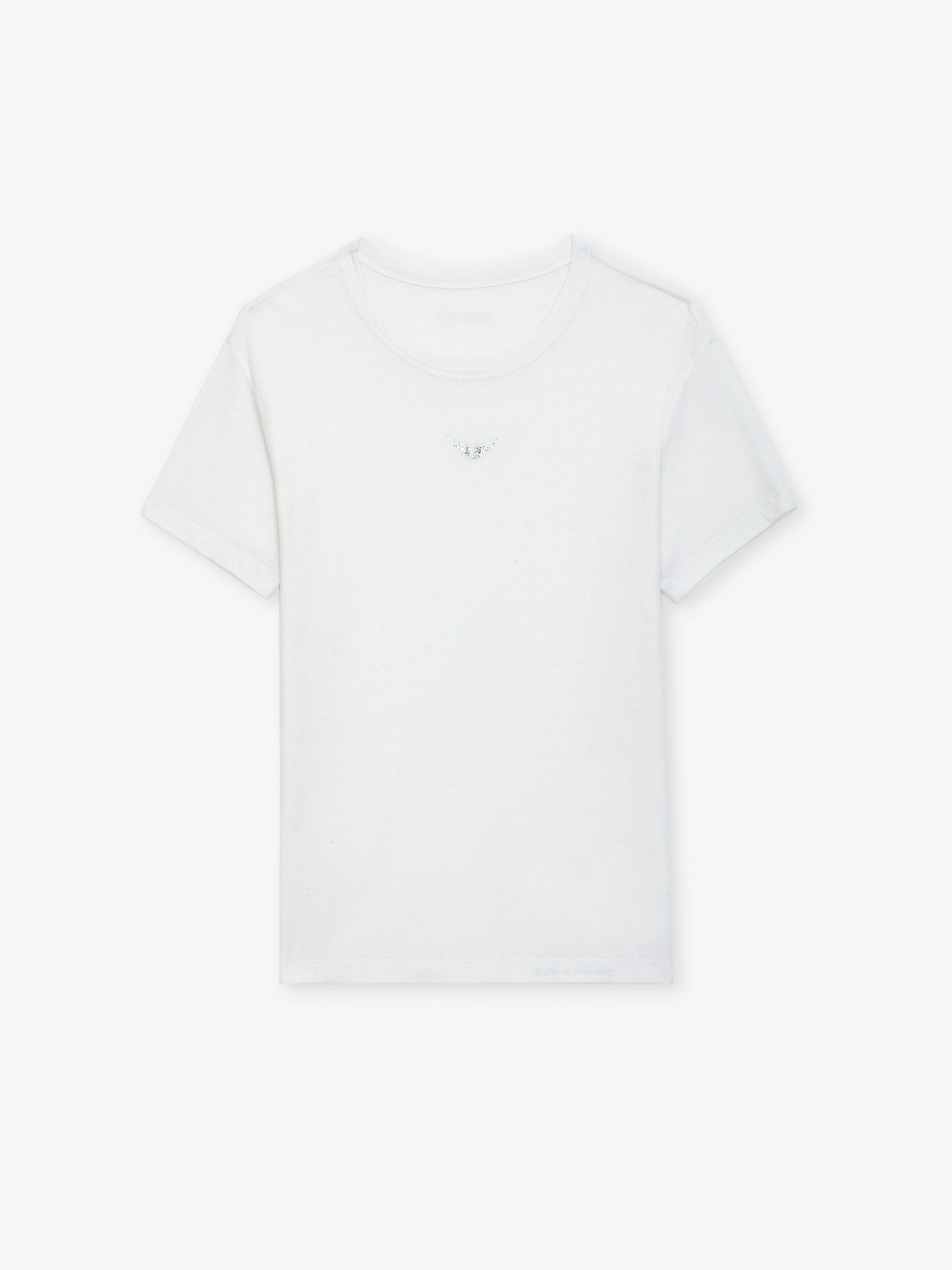 売れ筋商品|||ザディグ エ ヴォルテール Tシャツ レディース トップス MARTA WINGS STRASS - Print T-shirt - blanc Marta Studded T-shirt t-shirt white women | Zadig&Voltaire