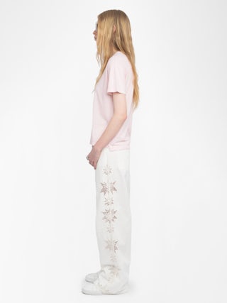 Marta T-shirt - Short-sleeved T-shirt with rhinestone wings on the front.