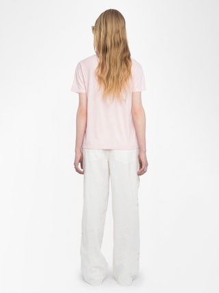 Marta T-shirt - Short-sleeved T-shirt with rhinestone wings on the front.