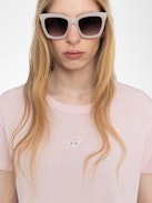 Marta T-shirt - Short-sleeved T-shirt with rhinestone wings on the front.