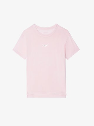 Marta T-shirt - Short-sleeved T-shirt with rhinestone wings on the front.