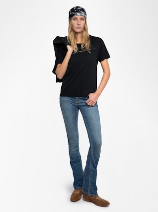 Marta T-shirt - Short-sleeved t-shirt with rhinestone wings on the front.