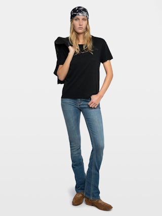 Marta T-shirt - Short-sleeved t-shirt with rhinestone wings on the front.